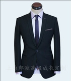 手工量身定做男式商务黑色浅灰色套装结婚新郎礼服修身韩版西服