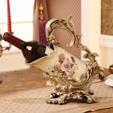 欧式红酒架 家居饰品客厅摆件 奢华装饰品陶瓷工艺品酒柜摆件树脂