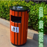 户外垃圾桶钢木圆筒防腐木单筒小区物业市政环卫大号垃圾箱果皮箱