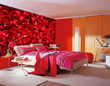 3D立体红玫瑰花瓣大型壁画 无缝壁纸墙纸 卧室背景墙婚房酒店墙纸