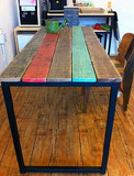 包邮铁艺实木彩色甜品餐桌书桌酒吧茶几餐椅复古铁咖啡厅桌椅组合