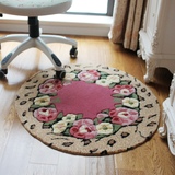 田园紫薇花图案防滑地毯圆形地垫圆毯门垫子电脑椅垫卧室客厅脚垫