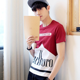 男士短袖t恤带有图案的短轴夏2016韩版潮学生18青少年s修身丅侐22