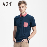 A21男装翻领修身短袖POLO衫 时尚夏季英伦时尚男士青年潮流保罗衫