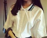 2016春夏衬衫女加绒长袖雪纺韩版修身学生打底衫女大码上衣