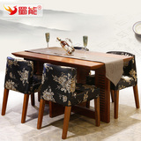 蜀能全实木餐桌长方小户型形饭桌子现代简约新中式原木餐桌椅组合