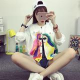 2016春夏韩版原宿学院风bf美女涂鸦学生棒球服短款褂子薄外套女潮