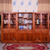 书柜组合榆木明清古典中式仿古家具实木书房展示柜书架组合三件套