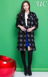 韩版中长款收腰系带羊绒呢子大衣女潮时尚修身毛呢格子外套女冬装