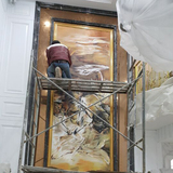 武汉名艺画苑超大尺寸抽象油画裱装画框定制-现场专业安装画框