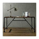 美式实木铁艺办公桌 家用笔记本电脑台式桌 书桌 会议桌子 餐桌椅