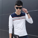 2016春季青年男士长袖t恤韩版修身纯棉薄款圆领男装秋衣体恤上衣