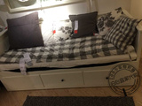 宜家家居专业代购  汉尼斯 坐卧两用床框架 带3屉, 白色