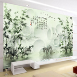 电视背景墙壁纸简约定制无缝大型壁画3D立体水墨竹子中式风景画