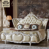 美伊尚品高端欧式实木双人床实木家具雕花1.8米白色公主床法式床