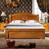 全实木床榆木床1.5米1.8米双人床现代中式家具卧室家居厚重款婚床