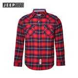 【新品】jeep吉普 男装休闲潮格子长袖衬衫纯棉男士衬衣NW14WH025