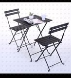 现代简约简易铁艺实木桌椅组合套装户外休闲三件套座椅可折叠宜家