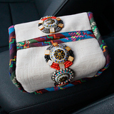 波西米亚汽车用遮阳板纸巾盒套车载抽纸巾套座式挂创意车内用饰品