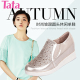 Tata/他她秋季专柜同款时尚坡跟圆头深口休闲女单鞋2C422CM5