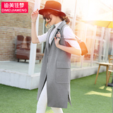 马甲女士春秋2016新款韩版无袖显瘦修身背心小西装外套中长款马夹