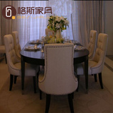 欧式餐桌椅组合 新古典餐桌椅 实木餐桌椅 样板房别墅餐厅家具