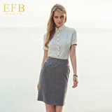 EFB新款时尚职业装女装套装短袖修身衬衣套裙气质工作服两件套夏