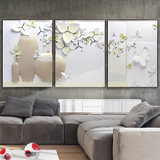 现代简约装饰画客厅沙发背景墙画立体浮雕三联无框挂画3D壁画花瓶