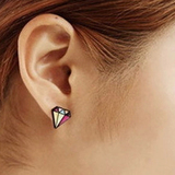 E2069韩版小饰品批发钻石造型耳环韩国新款气质女时尚彩色耳钉