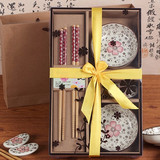 包邮创意餐具礼品日式商务礼盒套装六件套螺纹碗碟 陶瓷婚庆碗筷