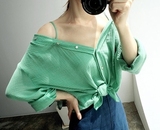Chuu韩国官网正品代购2016夏款6月20韩版女装气质个性纯色V领衬衫
