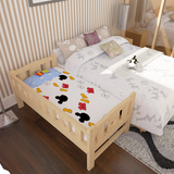 床松木带护栏床男孩女孩床单人床宝宝床定做床三面尾梯实木床儿童