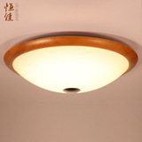 实木LED过道阳台吸顶灯圆形卧室客厅灯具新中式日式餐厅书房吸顶
