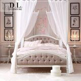 D.L.美式乡村布艺床软包靠背床卧室粉色公主双人大床 1.5米/1.8米