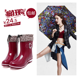 时尚雨靴 韩版中筒雨鞋女士果冻鞋保温加绒水鞋防滑2015夏季胶鞋