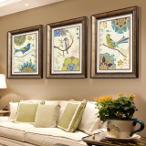 美式装饰画现代沙发背景客厅有框三联画乡村墙画壁画餐厅挂画花鸟