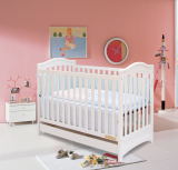 AFG婴儿床实木出口白色松木130*70 宝宝床童床尿布台游戏床双胞胎