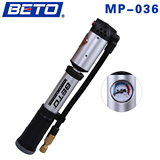 BETO MP-036山地自行车便携迷你高压打气筒前叉充气气筒 带气压表