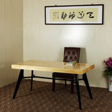 美式复古餐桌椅家用长方形铁艺实木电脑会议桌简易实用松木办公桌