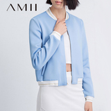 Amii极简运动休闲短款棒球服立领空气层长袖短外套女2015秋冬新品