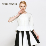 卡雷尔2016春秋季女装白色短外套五分袖加厚修身时尚百搭女上衣