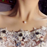 珍珠隐形项链女日韩国极细简约气质短款锁骨链夏单颗珍珠吊坠纯银