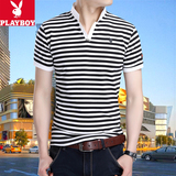 品牌男士短袖t恤2016夏季青年条纹半袖打底衫立领修身体恤潮男装