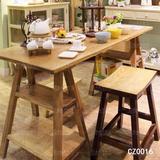 原生态时代木蜡油榫卯老榆木家具原木纯实木餐桌书桌写字桌餐凳