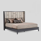 新中式床水曲柳实木双人床样板房家具现代简约大床皮布简欧式床铺