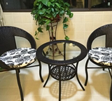 室外遮阳伞藤桌椅套装户外家具咖啡厅休闲桌椅带太阳伞组合0