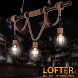 美式乡村复古麻绳水管吊灯loft工业铁艺咖啡厅餐厅创意个性吧台灯