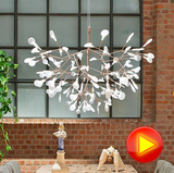 后现代艺术客厅餐厅装饰萤火虫吊灯创意个性咖啡厅树枝叶子LED灯