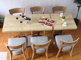 北欧原木色纯实木餐桌时尚简约西餐咖啡厅桌椅甜品店奶茶店休闲