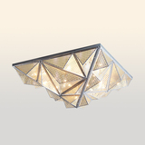 太沃中式新品客厅个性创意几何盒子金字塔光影银色铁艺镂空吸顶灯